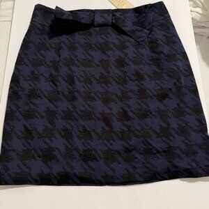 NWT Forever 21 Blue and Black Houndstooth Skirt with Bow Size L